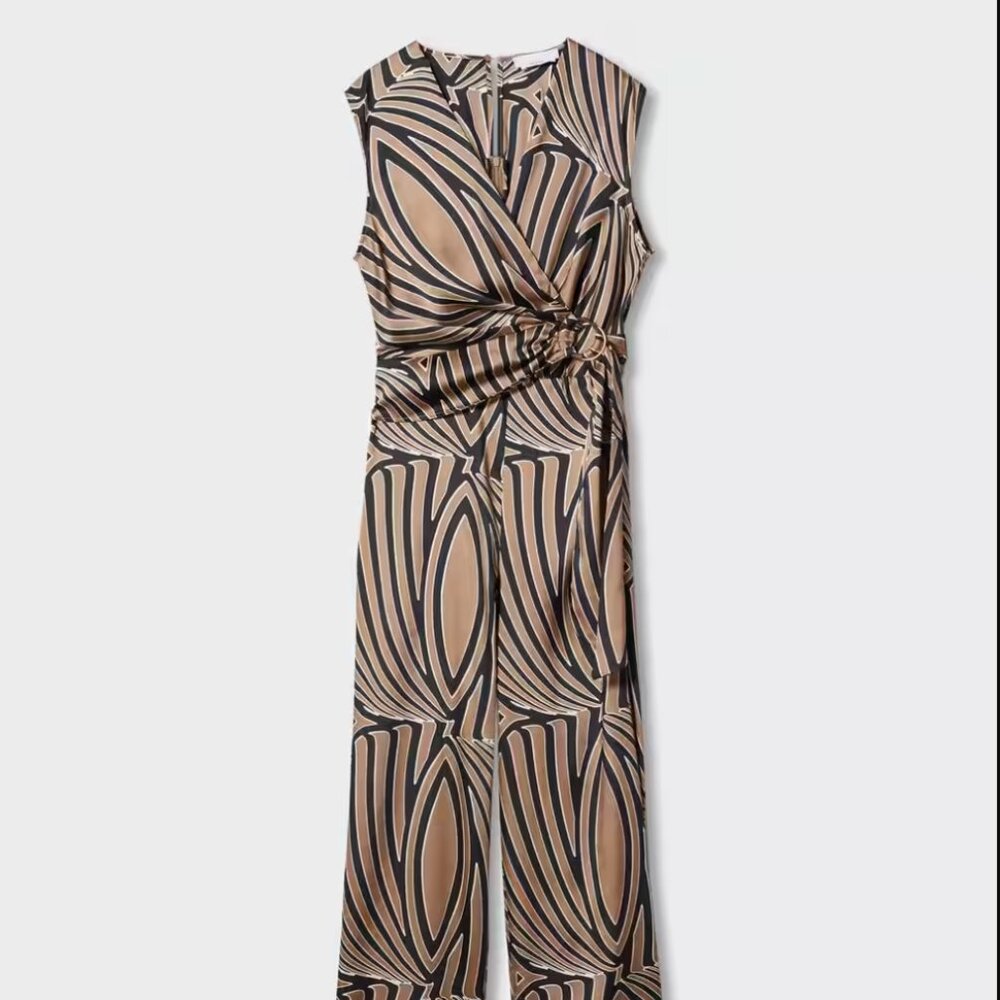 Mango belt printed metallic jumpsuit
